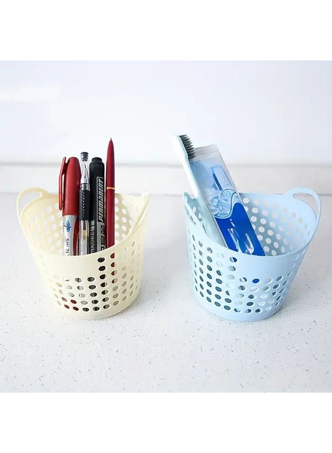 Blue Mini Desktop Storage Basket With Hanging Hook Space Saving Organizer For Home Kitchen Office - Image 5